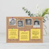 Unieke Faux Cork Bulletin Board Party Invite Kaart (Staand voorkant)