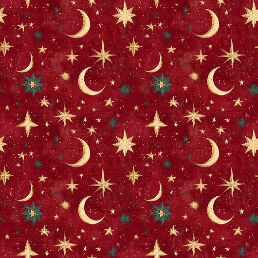 Unieke feestelijke Deep Red Christmas Sky Gold Sta Douchegordijn