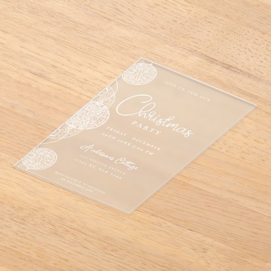 Unieke feestelijke kerstfeest magenta acryl uitnodigingen (Laagn)