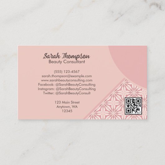 Unieke Feminine Geometric Pattern QR Code Logo Visitekaartje (Achterkant)