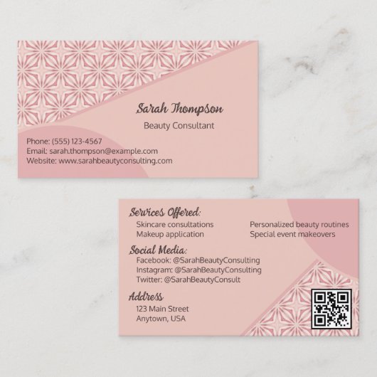 Unieke Feminine  Geometrische Patrooncode QR Visitekaartje (Voorkant / Achterkant)