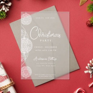 Unieke Festive Kerstfeest magenta Acryl Uitnodigingen