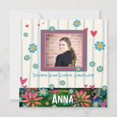 Unieke Floral Afstuderen aangepaste foto aankondig Kaart (Achterkant)