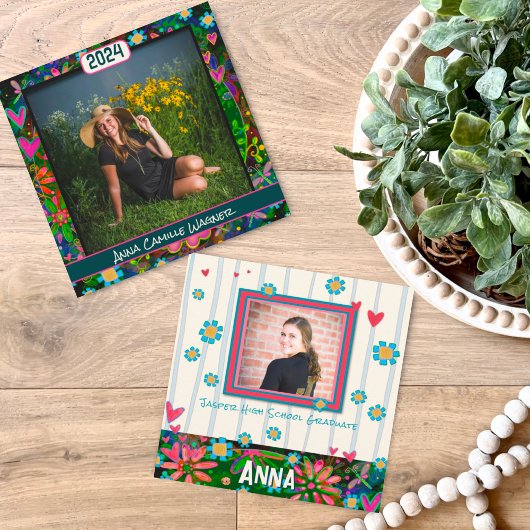 Unieke Floral Afstuderen aangepaste foto aankondig Kaart