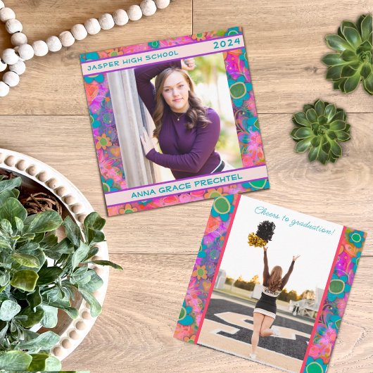 Unieke Floral Afstuderen aangepaste foto aankondig Kaart