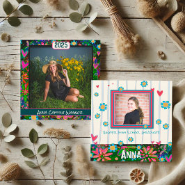 Unieke Floral Afstuderen aangepaste foto aankondig Kaart