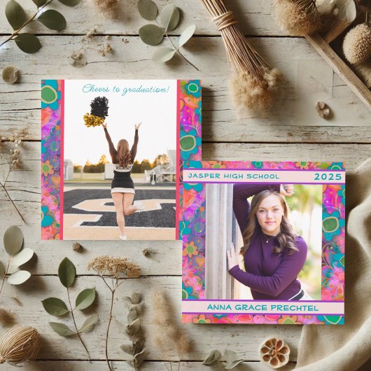 Unieke Floral Afstuderen aangepaste foto aankondig Kaart