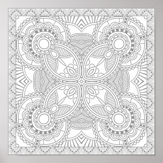 Unieke Floral Art Doodle 2 Poster (Voorkant)