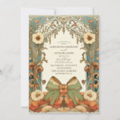 Unieke Floral Art Nouveau bruiloft Kaart (Voorkant)