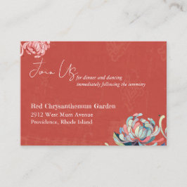 Unieke Floral Red Wedding Reception Informatiekaartje