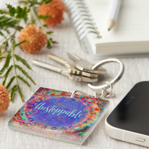 Unieke  Floral Unstoppable Inspirivity Sleutelhanger