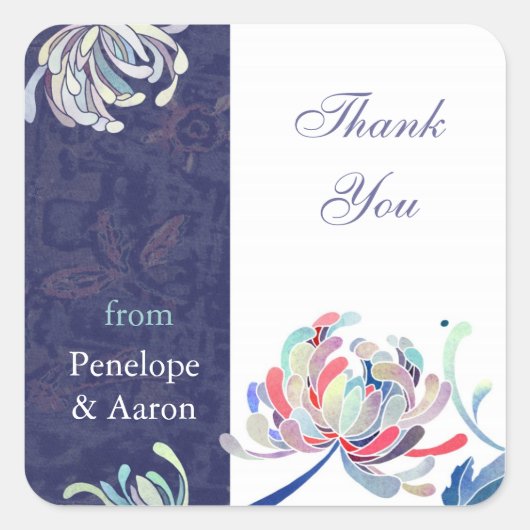 Unieke Floral Weddenschap Bedankt Vierkante Sticker (Voorkant)
