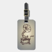 Unieke  fonograaf. Retro Style Gramophone Bagagelabel (Voorkant verticaal)