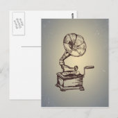 Unieke  fonograaf. Retro Style Gramophone Briefkaart (Voorkant / Achterkant)