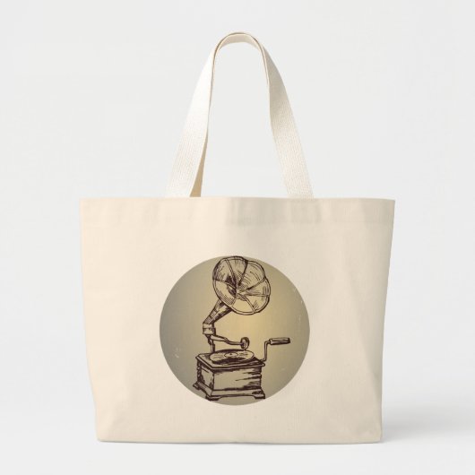 Unieke  fonograaf. Retro Style Gramophone Grote Tote Bag (Voorkant)