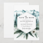Unieke Forest Mountain bruiloft Save The Date (Voorkant / Achterkant)