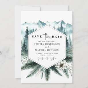 Unieke Forest Mountain bruiloft Save The Date