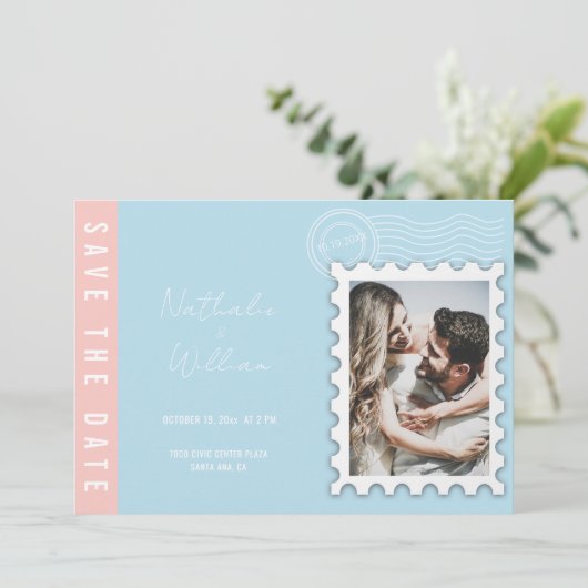 Unieke foto bewaart de uitnodiging van de datumbru (Staand voorkant)