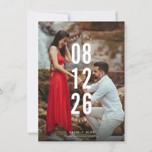 Unieke foto bruiloft Bewaar de datum Aankondiging (Voorkant)