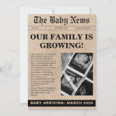 Unieke foto krant baby shower kaart (Voorkant)