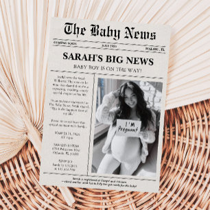 Unieke foto krant Baby shower Kaart