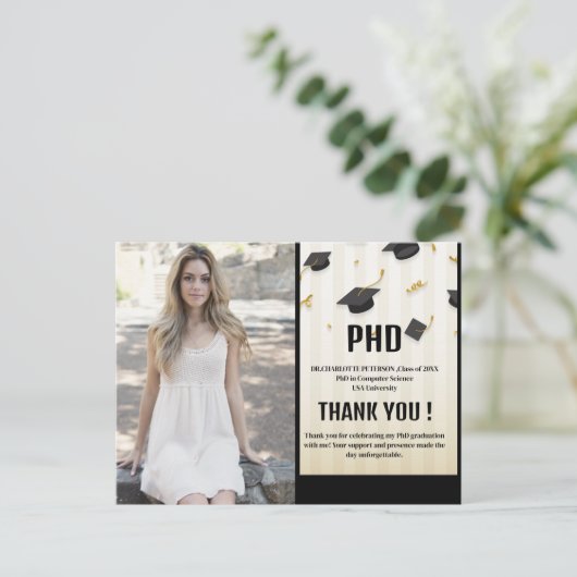 Unieke foto PhDGraduation Party Dank u Briefkaart (Staand voorkant)