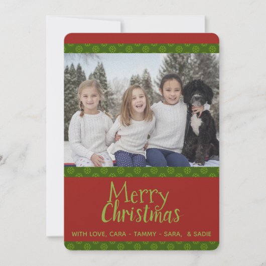 Unieke Foto toevoegen Groene Rode Kerst Kaarten (Voorkant)