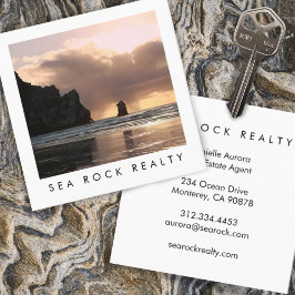 Unieke foto van Estate Agent Rocks Ocean Beach Vierkante Visitekaartje