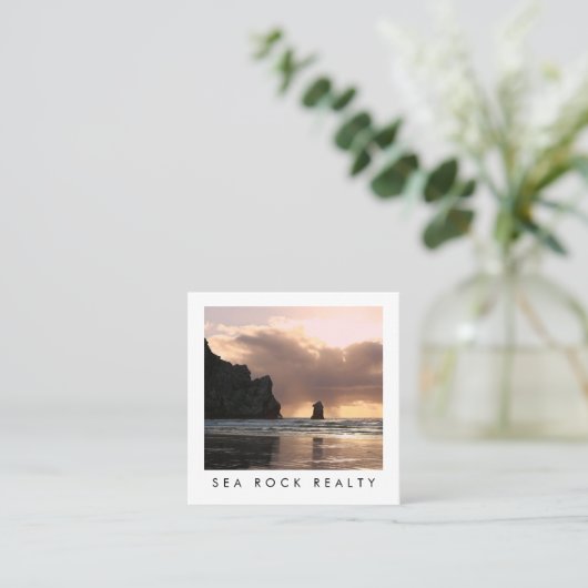 Unieke foto van Estate Agent Rocks Ocean Beach Vierkante Visitekaartje (Staand voorkant)