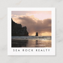 Unieke foto van Estate Agent Rocks Ocean Beach Vierkante Visitekaartje