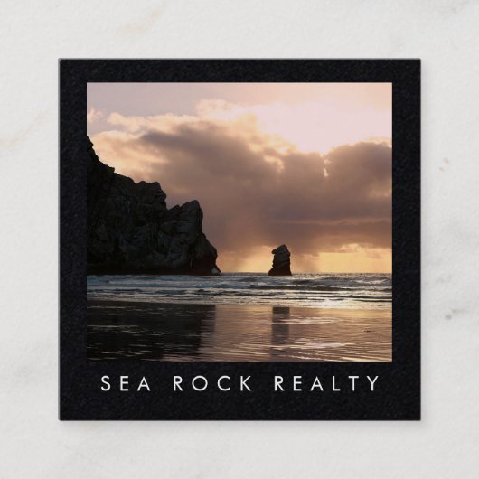 Unieke foto van Estate Agent Rocks Ocean Beach Vierkante Visitekaartje (Voorkant)