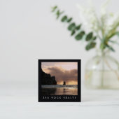 Unieke foto van Estate Agent Rocks Ocean Beach Vierkante Visitekaartje (Staand voorkant)