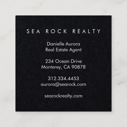 Unieke foto van Estate Agent Rocks Ocean Beach Vierkante Visitekaartje (Achterkant)