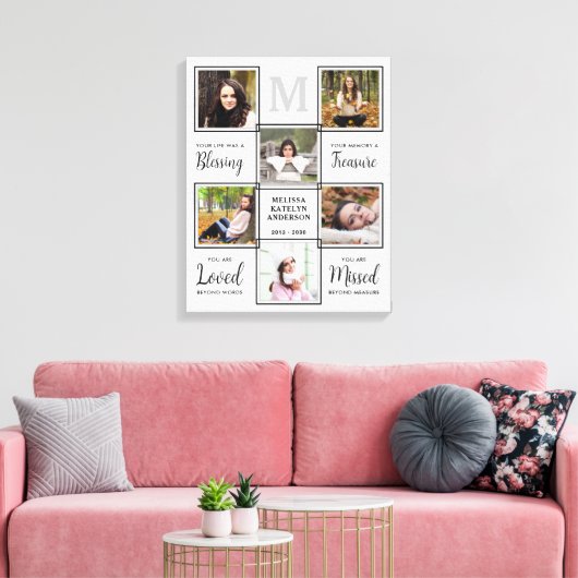 Unieke foto van gepersonaliseerde Memorial Keepomw Canvas Afdruk (Insitu (Woonkamer))