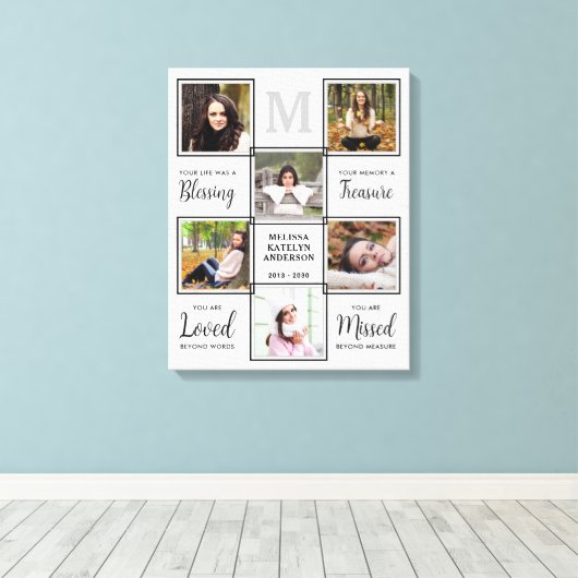 Unieke foto van gepersonaliseerde Memorial Keepomw Canvas Afdruk (Insitu (Houten vloer))