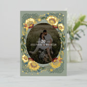 Unieke foto van kettingbloemen waarop de datum Gol Folie Uitnodiging (Staand Voorkant)