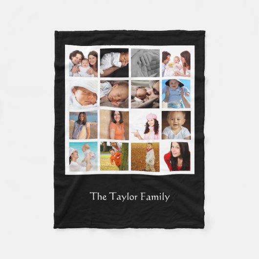 Unieke fotocollage mozaïek gepersonaliseerd fleece deken (Voorkant)