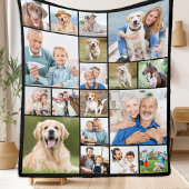 Unieke fotocollage Personaliseer Modern 18 Afbeeld Fleece Deken