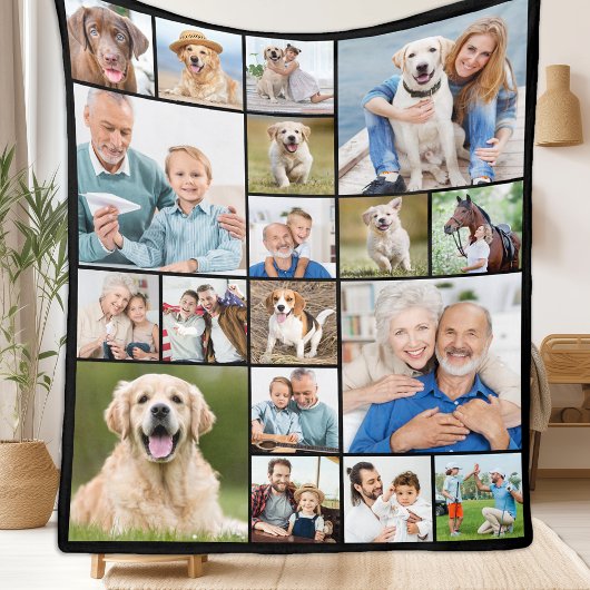 Unieke fotocollage Personaliseer Modern 18 Afbeeld Fleece Deken