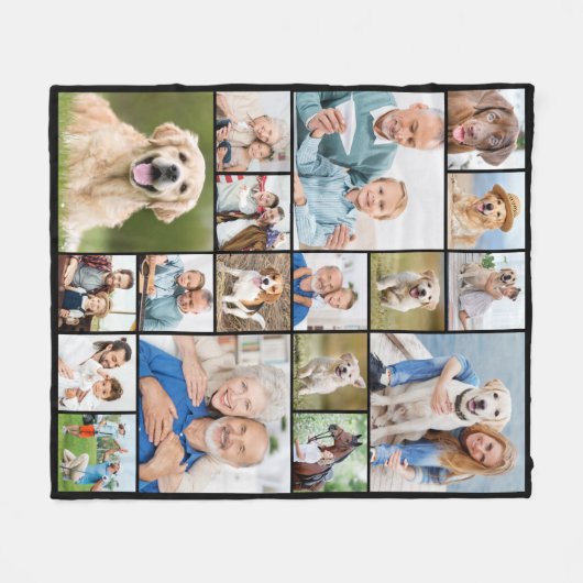 Unieke fotocollage Personaliseer Modern 18 Afbeeld Fleece Deken (Voorkant (Horizontaal))