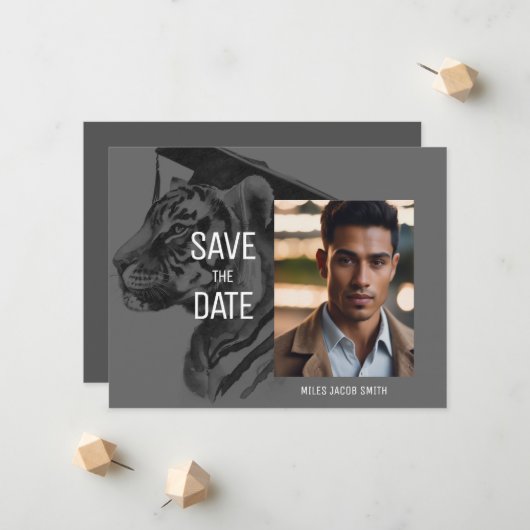 Unieke fotokaart voor aankondiging van Afstuderen (Voorkant / Achterkant in situ)