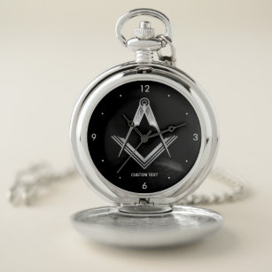 Unieke Freemason-cadeaus   Zwarte zilver-Masonic Zakhorloge