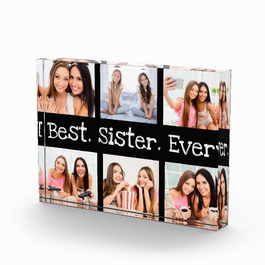 Unieke Fun Beste Zuster ooit 6 Foto Collage Black (Rechts)