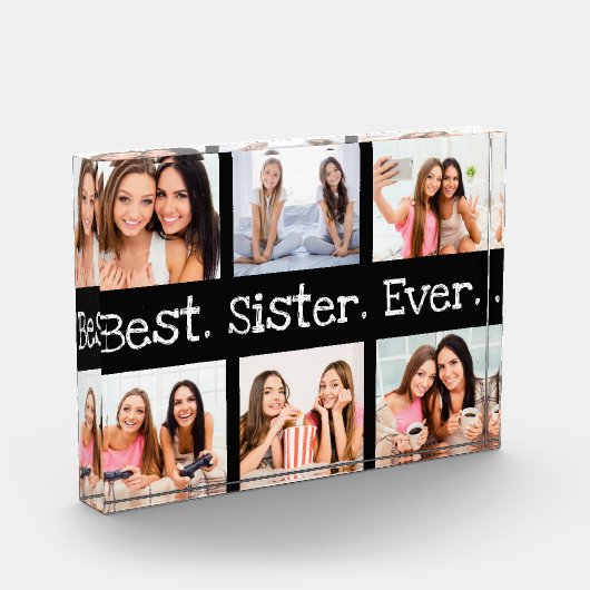 Unieke Fun Beste Zuster ooit 6 Foto Collage Black (Links)