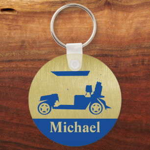 Unieke Fun Golf Cart met Clubs Voornaam Golf Ba Sleutelhanger