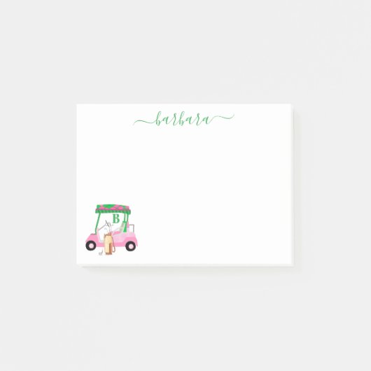 Unieke Fun Golf Gal Cart Monogram Naam Post-it® Notes (Voorkant)