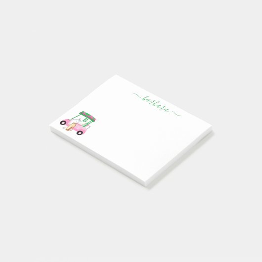 Unieke Fun Golf Gal Cart Monogram Naam Post-it® Notes (Schuin)