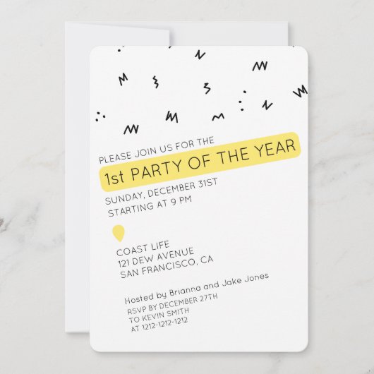 Unieke Fun New Years Eve Party Uitnodiging (Voorkant)