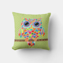 Unieke Funky Moderne Lime Green Owl Art-kussen