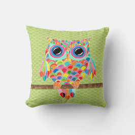 Unieke Funky Moderne Lime Green Owl Art-kussen Kussen